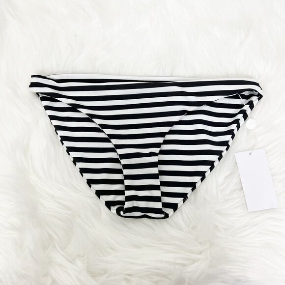 Mikoh Black White Stripe Zuma Bikini Swim Bottom Womens Large - Picture 1 of 6